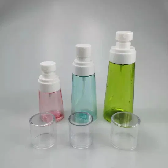 30ml 60ml 100ml PETG Envase de plástico transparente transparente Upg Botella de perfume con rociador de niebla y bomba para viajes y desinfectante para manos